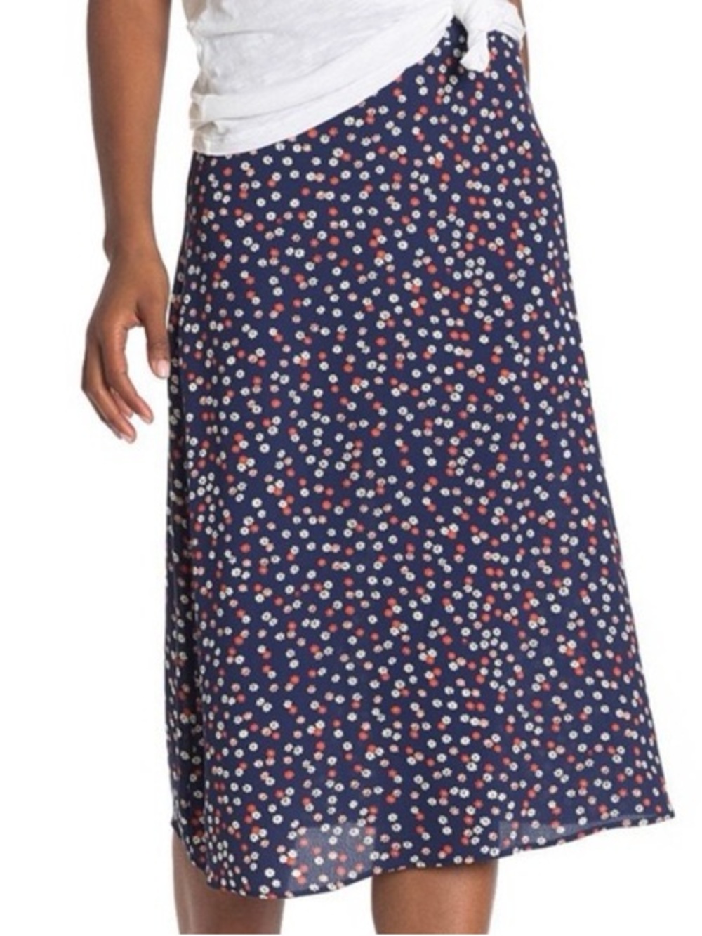 Madewell Navy Ditsy Floral Midi Skirt Cottagecore A-Line